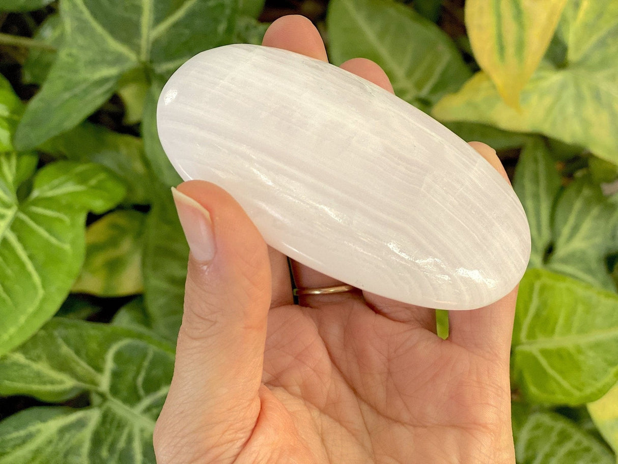 XXL Mangano Calcite Palm Stone-Pakistan - Shop Cosmic Healing