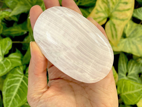 XXL Mangano Calcite Palm Stone-Pakistan - Shop Cosmic Healing