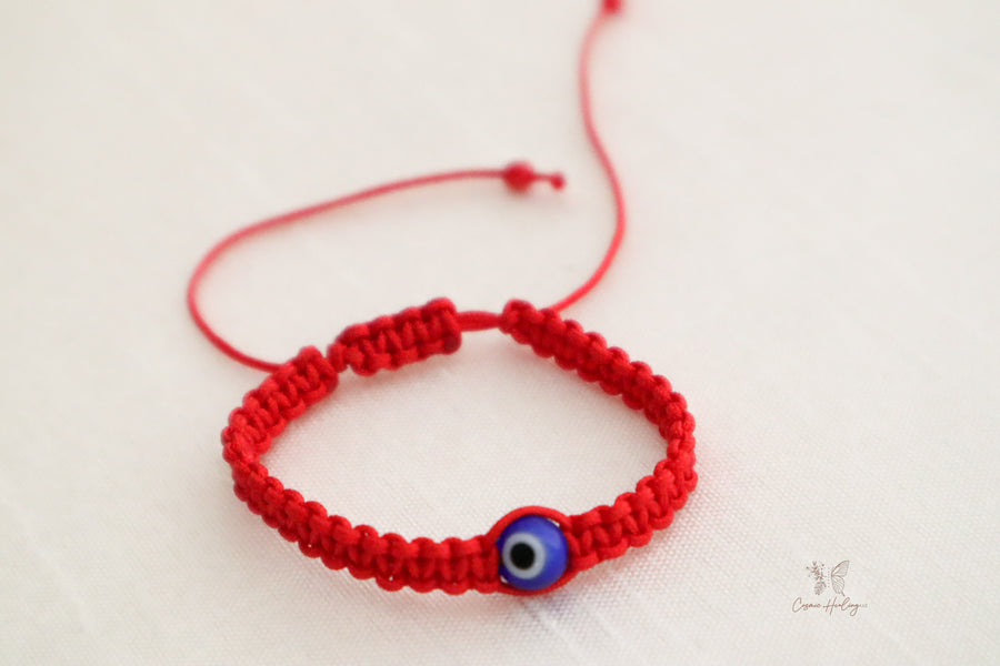 Blue Evil Eye Charm Red Thread Bracelet- Children's