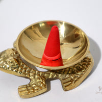 Brass Frog Cone Incense Burner 4.75"