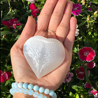 Laser Etched Selenite Puffy Heart