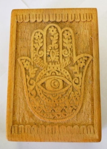 Hand of Hamsa Wooden Carved 4x6"