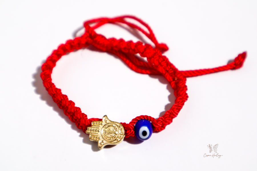 red thread evil eye bracelet with hand of fatima