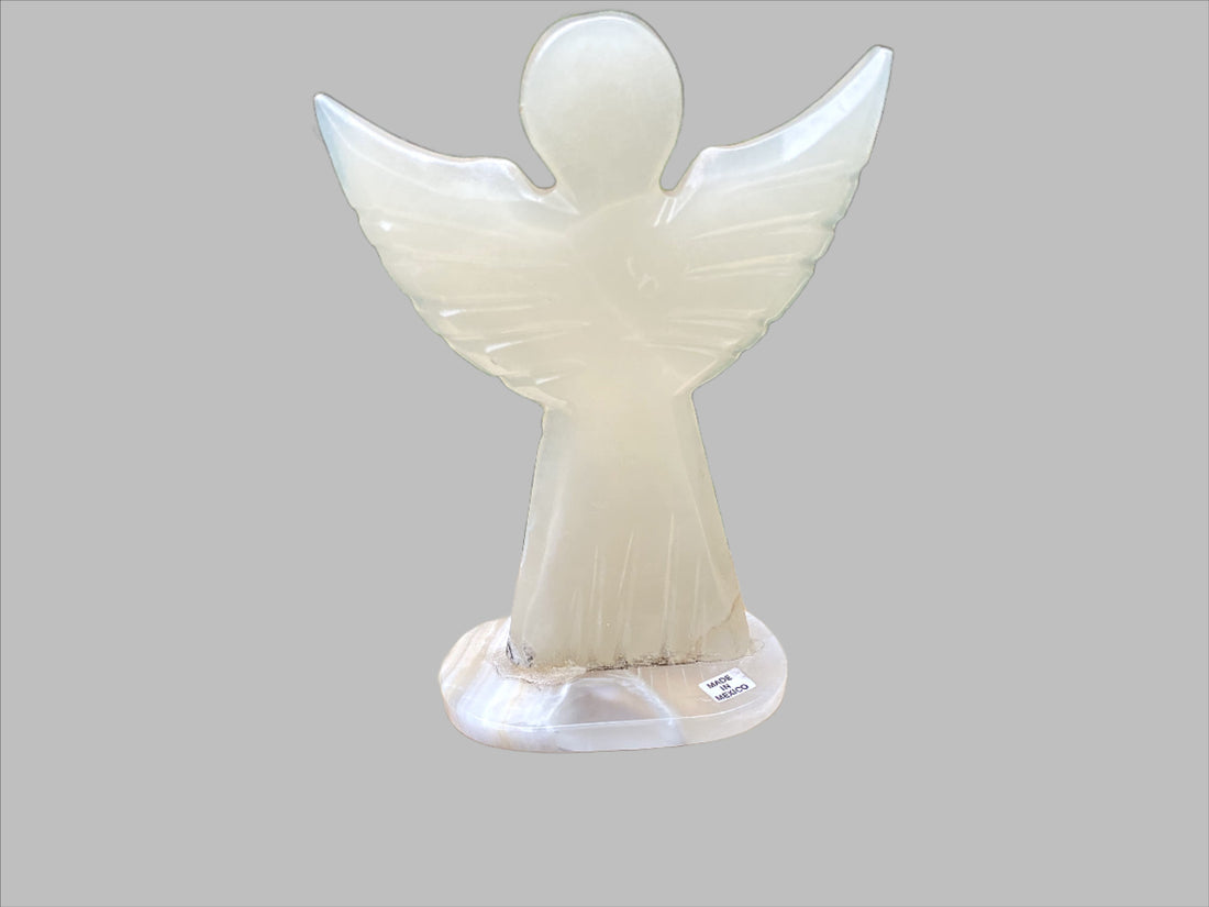 Mexican Onyx Crystal Angel With Open Wings 7"