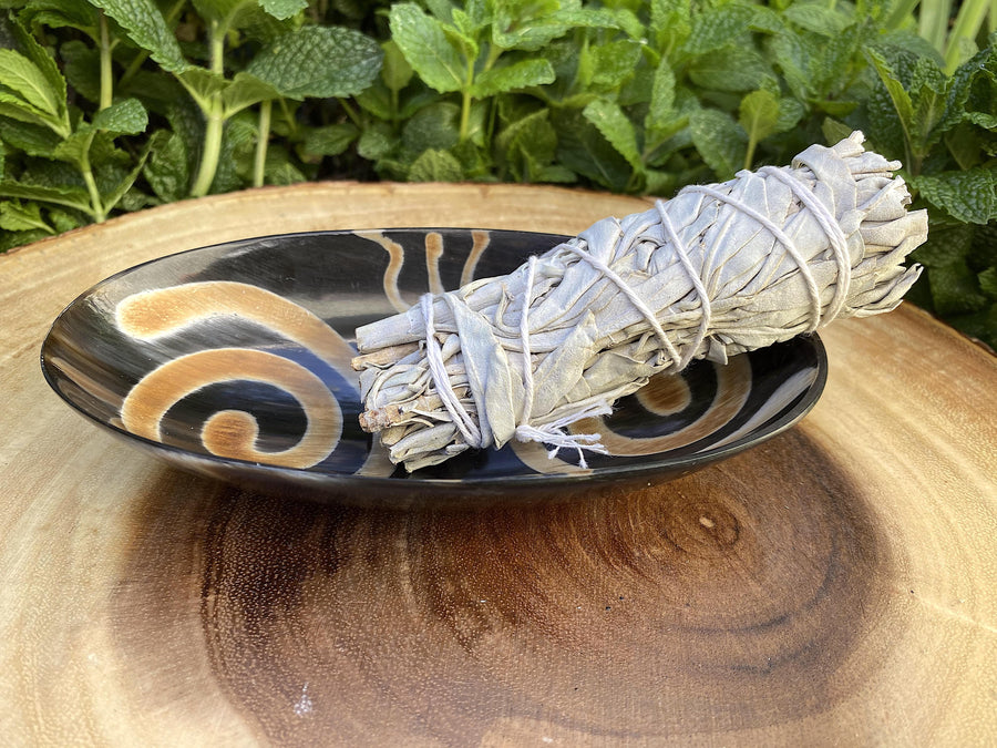 Ritual Oval Bowl 6"x 3.5" Made of Carved & Polished Horn