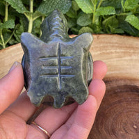 Hand Carved Green Jade Gemstone Turtle 3 3/4"