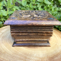 Tree of Life Carved Wood Box 6"x6"x3.75"H"