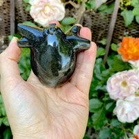 Hand Carved Anatomically Correct Silver Sheen Obsidian Heart- AOH2