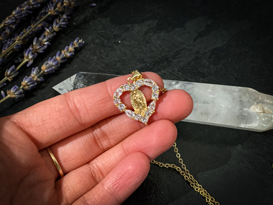 Jennifer Heart Shaped Virgen De Guadalupe Pendant