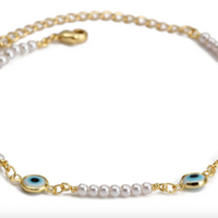 Larsa- Evil Eye Bracelet with Pearls