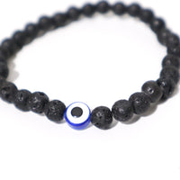 Lava Stone with Blue Evil Eye for Protection