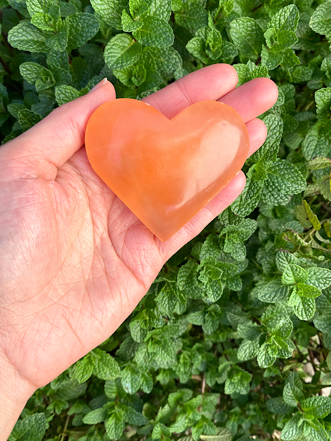 Orange Peach Selenite Puffy Heart