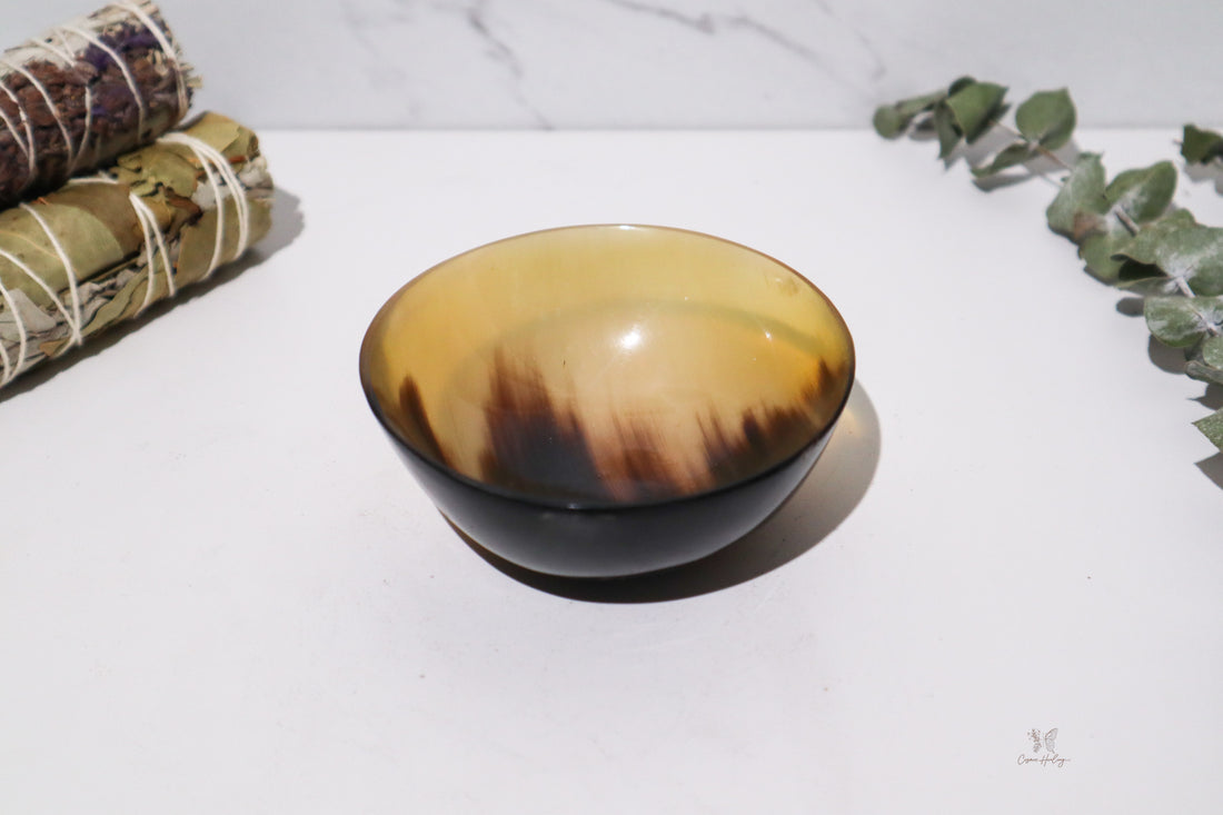 Ritual Bowl Made of Carved & Polished Horn 3x3/4'' D