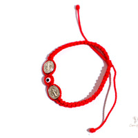 Double Saint Benedict Medal Bracelet With Red Evil Eye