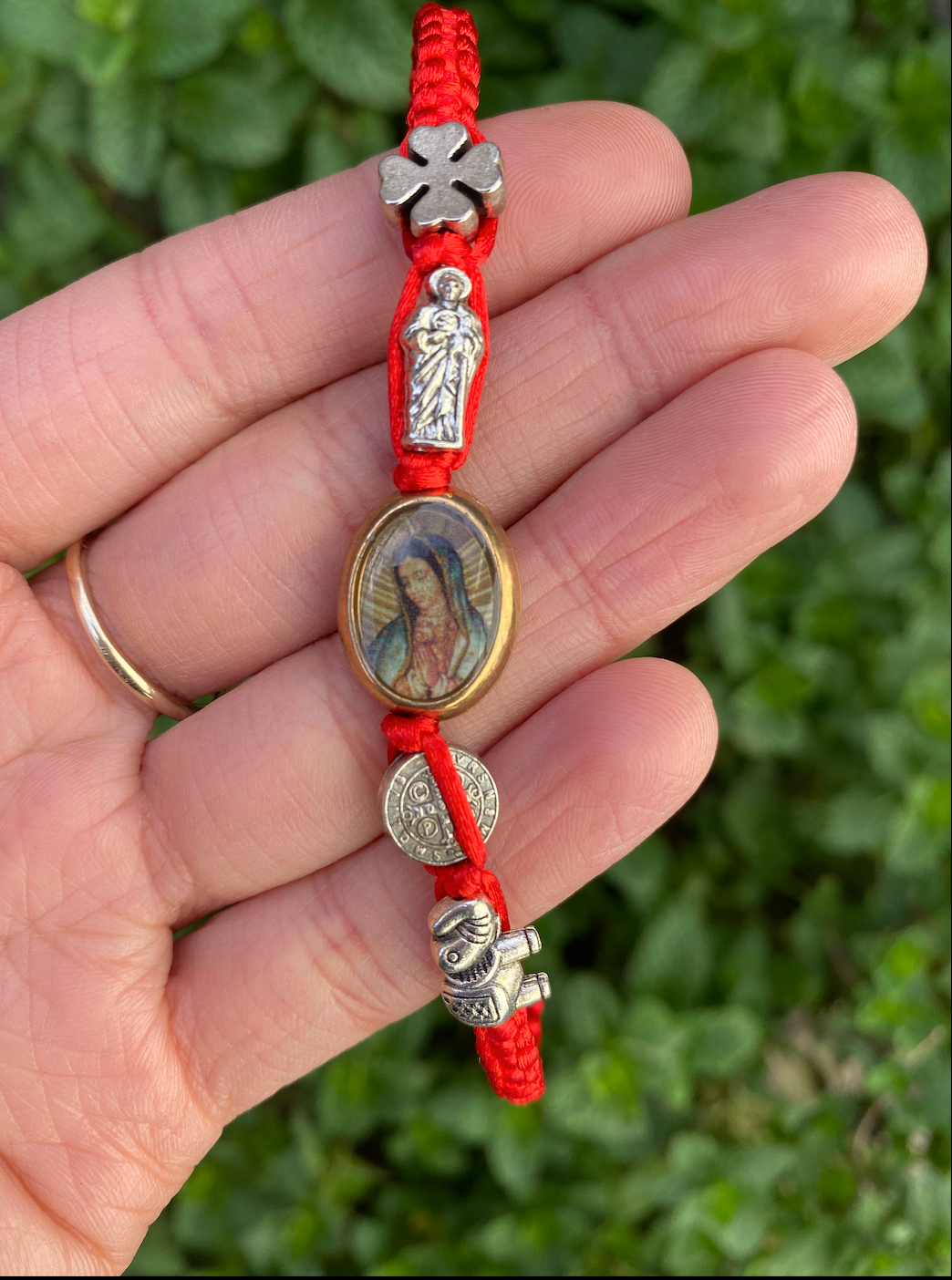 Virgen De Guadalupe Woven Red Thread Bracelet