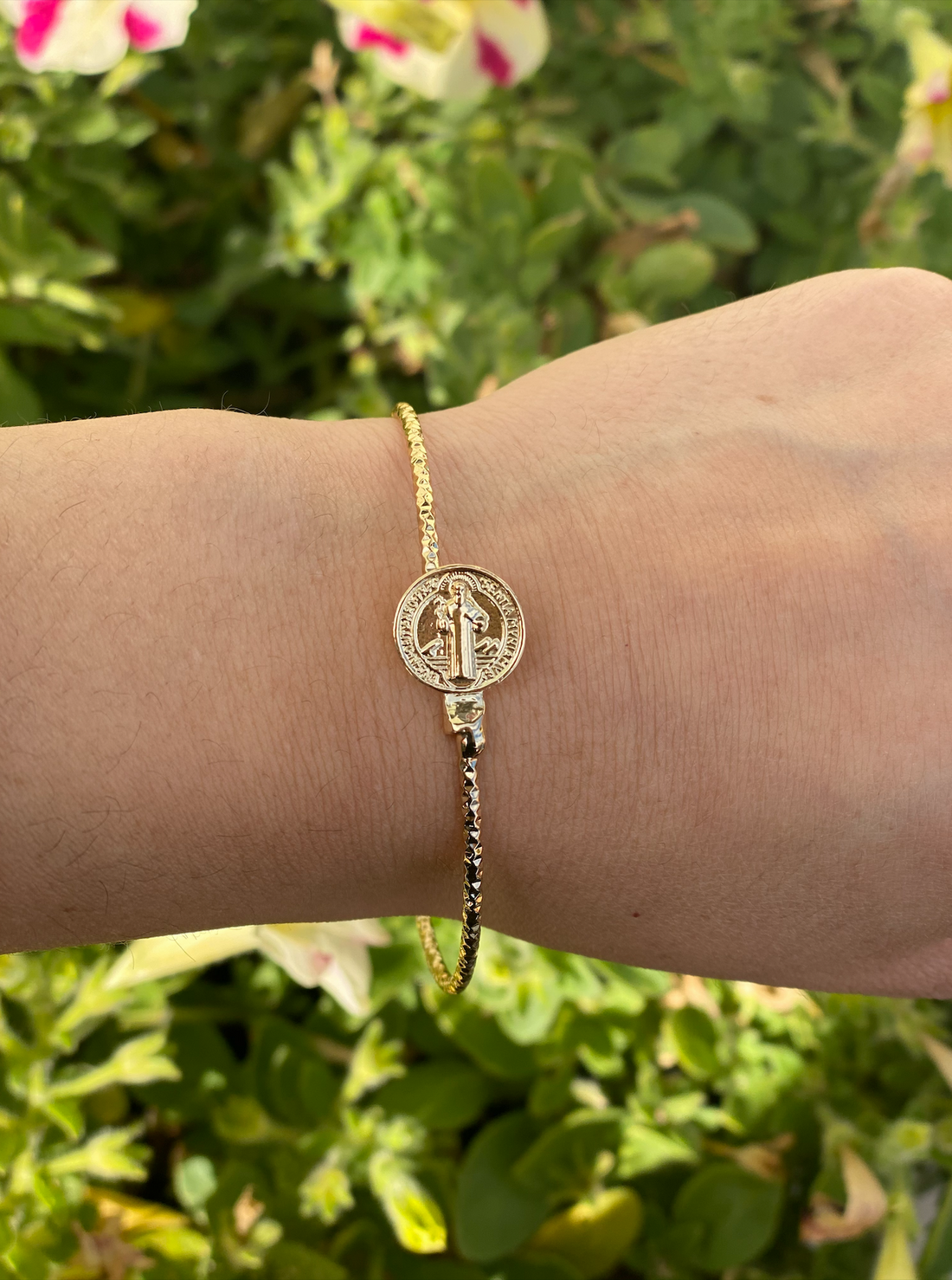 Saint Benedict Gold Filled Bangle Bracelet