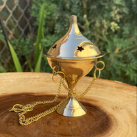 Hanging Brass Charcoal Burner with Stand 3.75"H