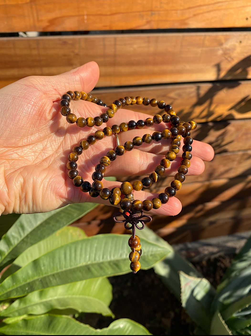 Tiger's Eye Mala Beads w/ Tassel |Prayer Bead Necklace