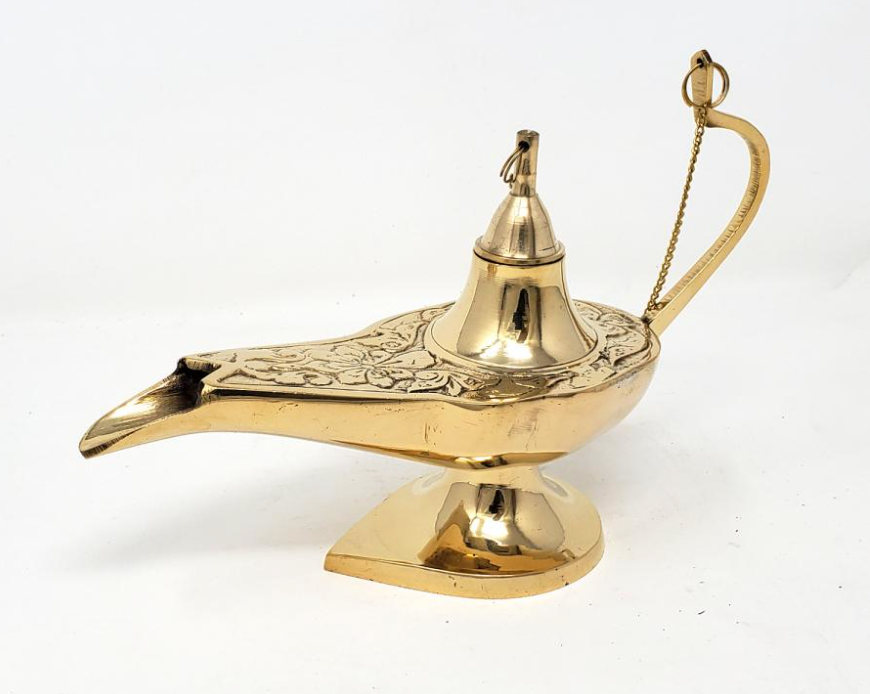 Aladdin Lamp Solid Brass 8" (Genie Lamp) For Cone Incense Burner 8"