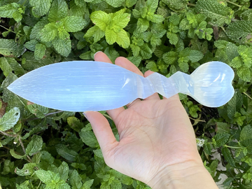 Selenite Dagger with Heart Shaped Handle 10"
