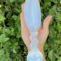 Selenite Dagger with Heart Shaped Handle 10"