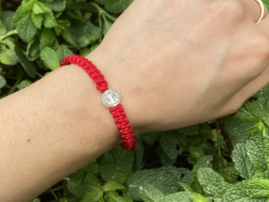 Saint Benedict Hand Woven Red Thread Protection Bracelet