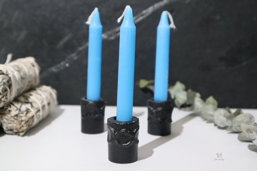 Triple Moon Cast Iron Chime Candle Holders