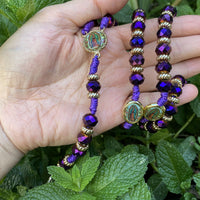 Purple Virgen de Guadalupe Adjustable Handmade Threaded Rosary