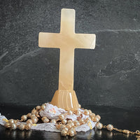 Yellow Mexican Onyx Crystal Cross 6"