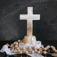 Natural Mexican Onyx Crystal Cross 4"