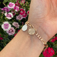 San Benito Dangling Charm Tri-Gold Bracelet