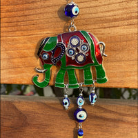 Silver Hanging Lucky Elephant with Turkish Blue Evil
