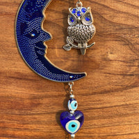 Hanging Owl with Turkish Evil Eye Amulet