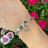 Agate Rosary Bracelet Saint Benedict Crucifix Bracelet