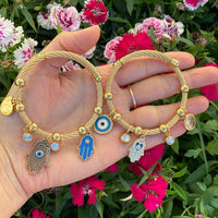 Charm Bracelet with Evil Eye & Hand of Hamsa